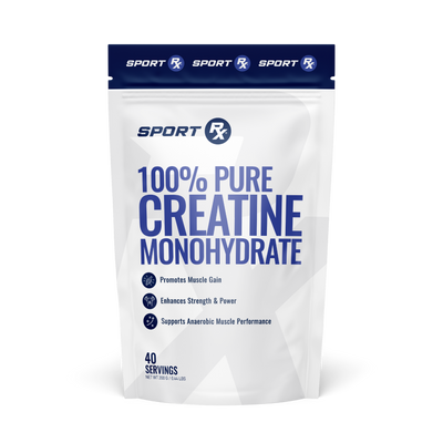 Package of Sport RX 100% Pure Creatine Monohydrate on a white background