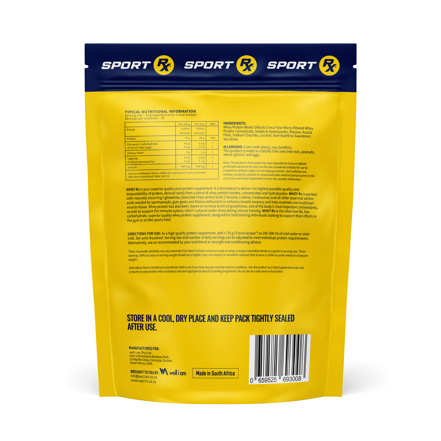 Yellow package with Sport Rx branding on a white background