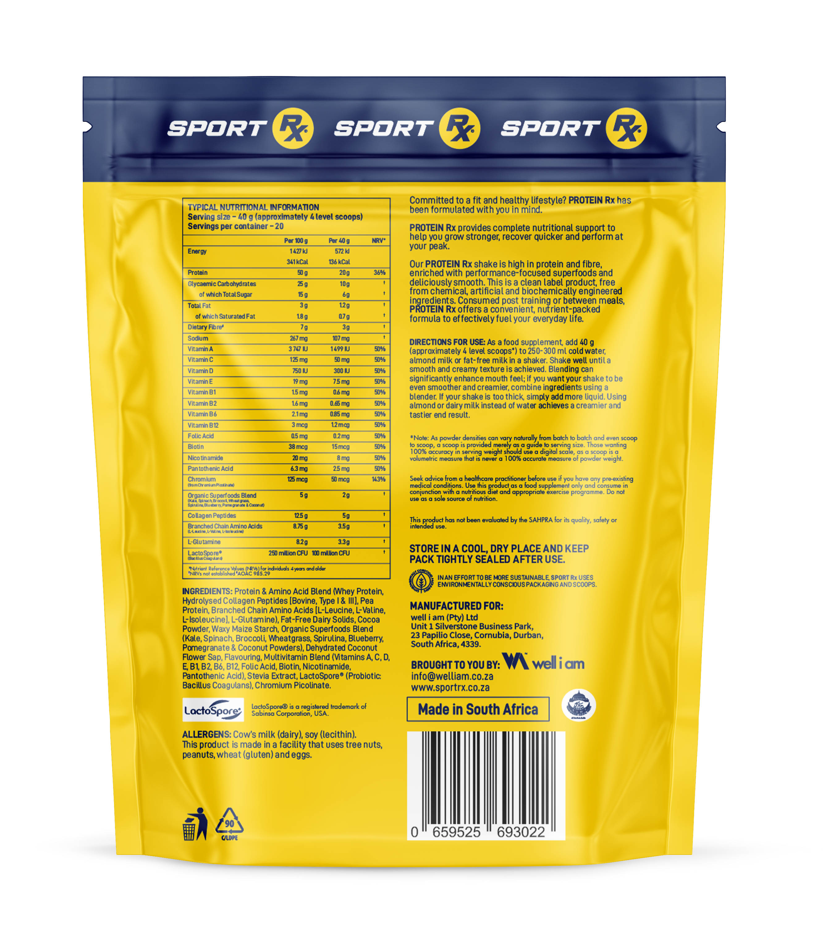 SPORT Rx PROTEIN Rx Chocolate Flavour SPORT Rx PROTEIN Rx Chocolate Flavour Back 